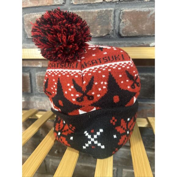 Naruto Shippuden Akatsuki Shinobi Cloud Cuffed Pom Beanie Hat - Picture 2 of 4